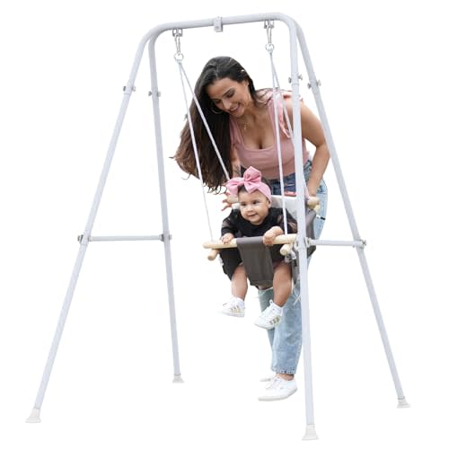 Baby Swing, Toddler Swing, Baby Swing with Stand,Swing Set for Infant,Outdoor Indoor Swing Set with Canvas Cushion Seat