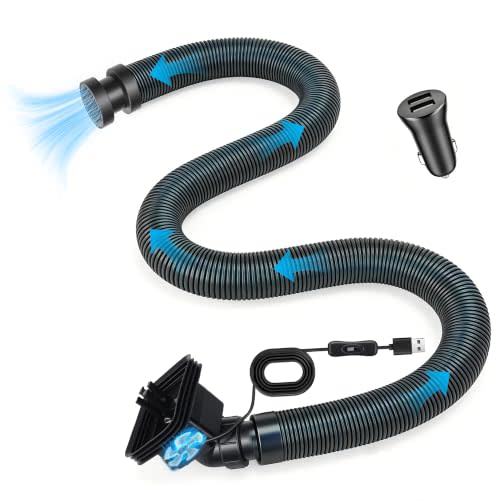 Car AC Vent Extender 2-6.6FT with Fan & Switch for Kids & Pets | Delivers Cool & Warm Air to Rear Seat | USB/12V Powered | Front Switch & Built-In Fan | Safe Enclosed Hose | Universal Fit