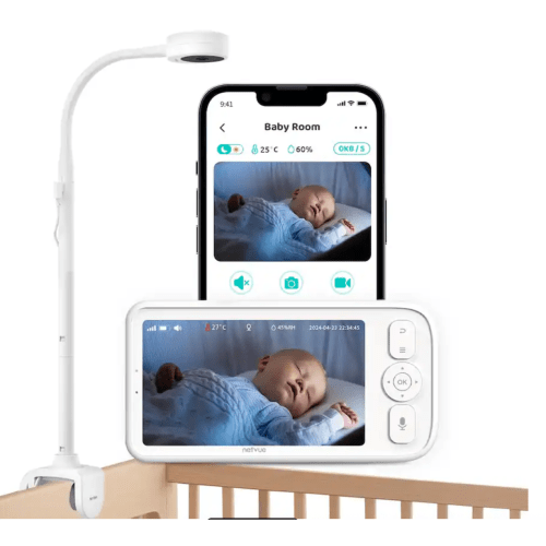 Baby Monitor with Camera and Audio, Netvue Peekababy 1080P HD 5" Video Monitors Security Cameras - White