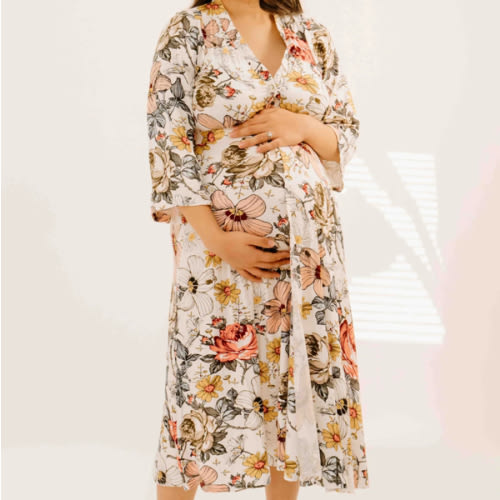 Lila Labor & Postpartum Gown in Vintage Floral