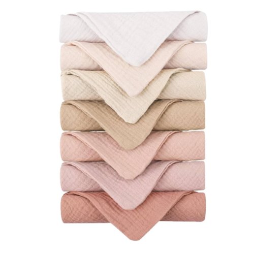 Konssy Baby Muslin Washcloths 7-Pack, 100% Cotton Baby Bath Washcloths, Soft & Absorbent Wash Cloths and Burp Cloths for Newborn Kids Girls & Boys, 11x11 inches