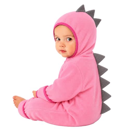 Cuddle Club Dinosaur Fleece Baby Bunting Bodysuit Hoodie, Newborn - 5T | Dino Infant Romper Hooded Sweater Outfit, Car Seat Friendly, Convertible Mittens & Booties, Warm Jacket, Winter Suit Clothes