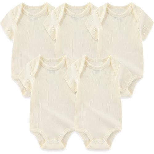 Newborn Baby Short Sleeve Bodysuit Cotton One-Piece Baby Clothes 5-Pack, 3-6 Months