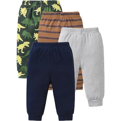 Jecson Baby Boy Pants 4-Pack Soft Toddler Sweatpants Elastic Waist 3M-3T