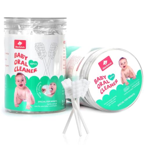 dearlomum 96 Count Baby Tongue Cleaner, Newborn Infant Toothbrush, 2 Jars