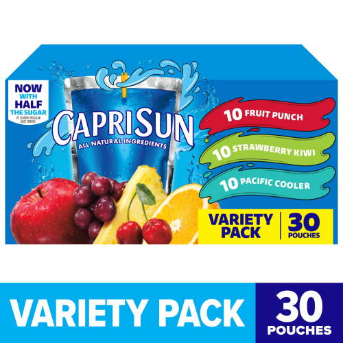 Capri Sun Variety Pack with Fruit Punch, Strawberry Kiwi & Pacific Cooler Juice Box Pouches, 30 Ct Box, 6 fl oz Pouches, Liquids