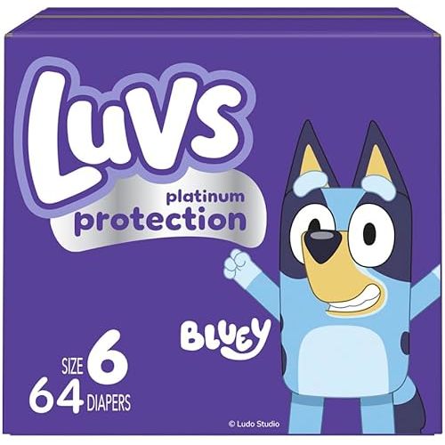 Luvs Diapers - Size 6, 64 Count, Bluey Platinum Protection Baby Diaper