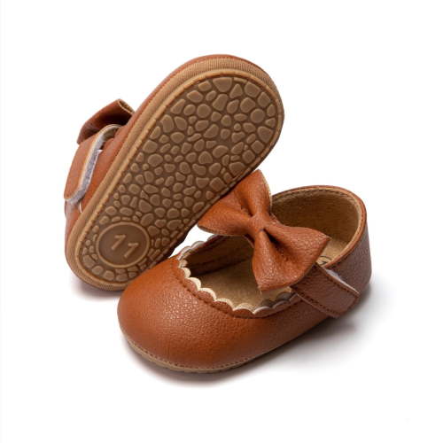 Bonario Baby Girls Dress Shoes Infant Mary Jane Bowknot Flats None-Slip Sole Princess Shoes for Newborn 3-18 Months