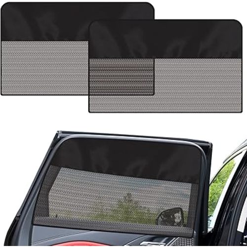 Rear Window Sun Shade, 2 PCS Magnetic Double Layer Car Side Window Sun Shades for Baby, Half Blackout & Half See-Through Back Window Covers for Sun & Privacy Protection,Car Window Accessories