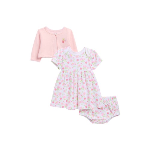 Strawberry Knit Dress, Cardigan & Bloomers Set