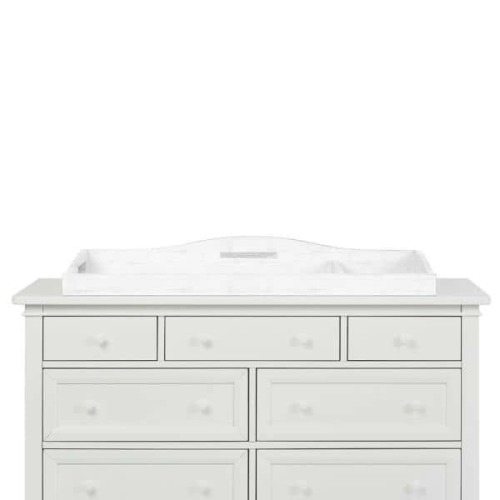 Cream White Wooden Changing Table, Chest of Drawers, Dresser with 3-Drawers and 4-Shelves without Pad