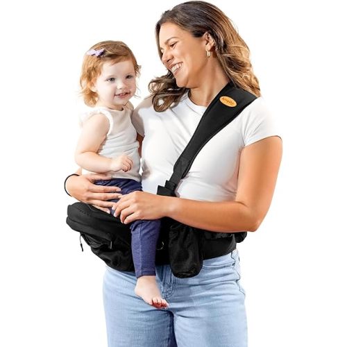 The Only Premium Hip Seat Baby Carrier for Newborns & Toddlers up to 45 lbs featuring the Original Flexi-Soft Shoulder Strap - Safety Certified, Machine Washable and Adjustable Waist Carrier