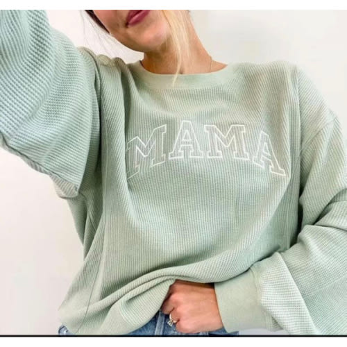 Waffle Knit Mama With Zippers Breastfeeding Sweatshirt