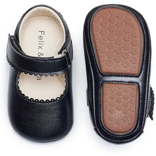 Felix & Flora Baby Dress Shoes - Infant Baby Girls Mary Jane Flats Moccasinss Soft Sole Walking Crib Shoes
