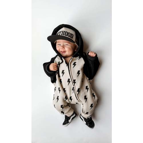 Hooded Fleece Romper in Bowie (PREORDER)