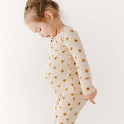 Sunflowers Small Ribbed Zip Romper