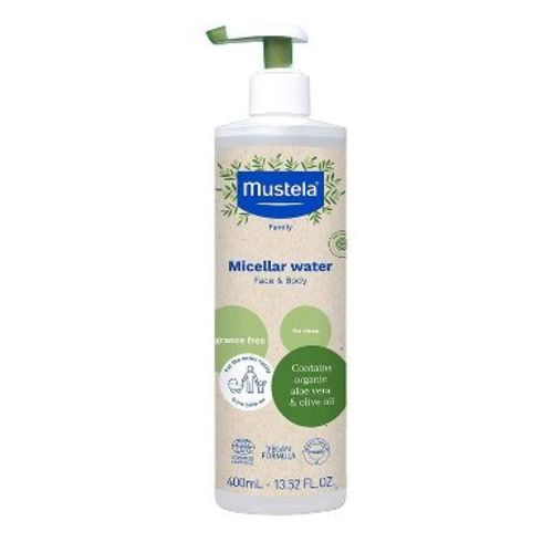 Mustela Certified Organic Micellar Baby Bath Wash Water with Olive Oil and Aloe - Fragrance Free - 13.5 fl oz