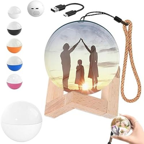Corememory Memory Orb Christmas Ornament Personalized Sphere Lamp Video Ball Custom Video Sphere Core Memory Orb with Digital Display Uploadable Videos Photo for Couples, Pet, Memories(White,No WiFi)