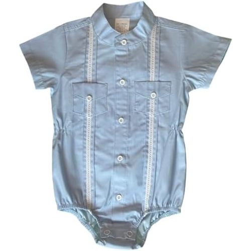 Guayabera Romper for Infants. Guayabera Rompers for babies | White.