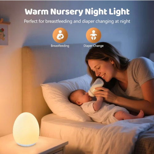 MediAcous Touch Night Light for Nursing, 7 Colors Changing & Stepless Dimming, Soft Silicone Touch Night Lamp with 1 Hour Timer, Rechargeable Nursery Night Breastfeeding