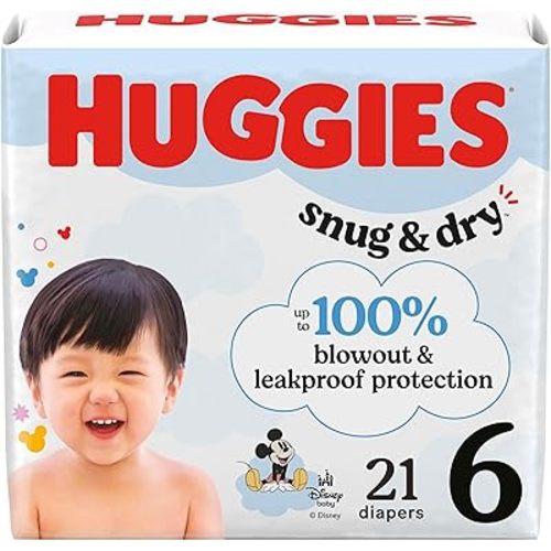 Huggies Size 6 Diapers, Snug & Dry Baby Diapers, Size 6 (35+ lbs), 21 Count, Packaging May Vary