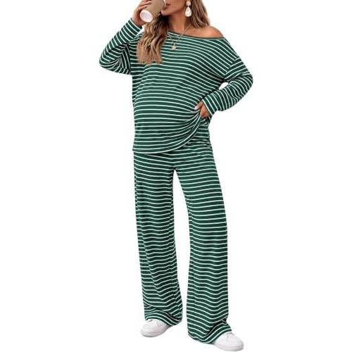 Maternity 2 Piece Maternity Lounge Striped Set