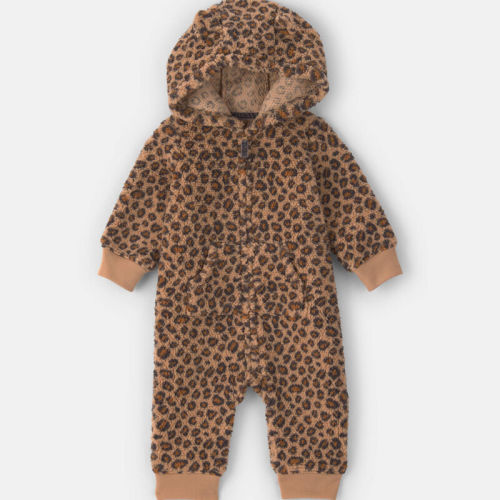 Baby Girl Leopard Teddy Fleece Long-Sleeve Jumpsuit - Brown | Carter’s Oshkosh Canada
