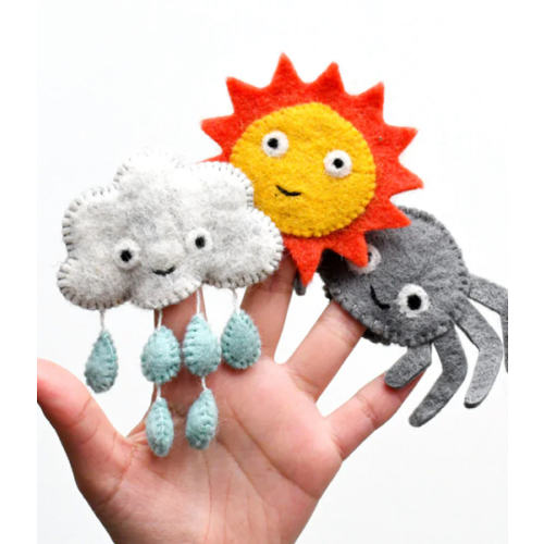 Handmade Felt Finger Puppet Set - Incy Wincy Spider