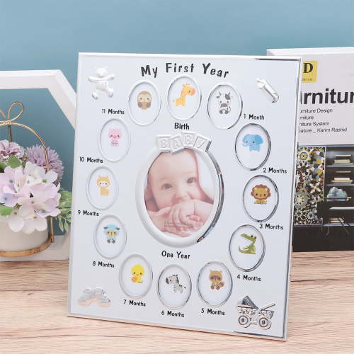 1Pc Baby 12 Months Photo Frame Baby Picture Frame Growth Record Infant Birthday Display Rack White