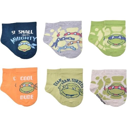 Teenage Mutant Ninja Turtles Boy's 6-Pack Team Ninja Quarter Socks, Navy, 2T-4T