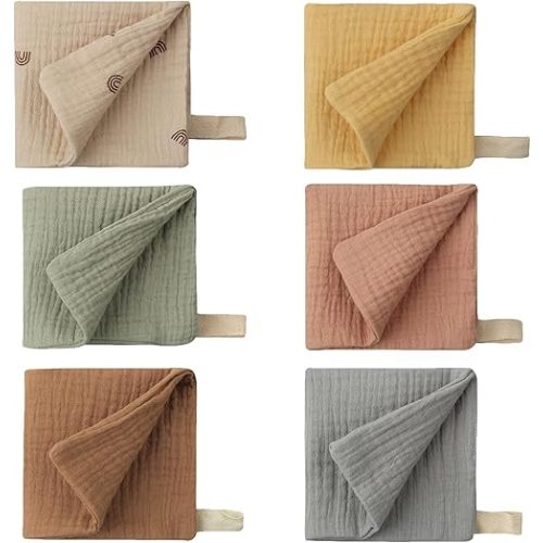 6 Pack Cloths for Baby Burp Cloths Cotton Absorbent Soft Breathable Hand Washcloths Squares Baby Essential