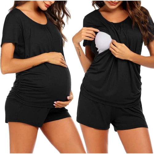 Ekouaer Womens Maternity Pajamas Nursing Pjs for Breastfeeding Soft Postpartum Lounge Sets Sleepwear Layer Pregnancy Clothes