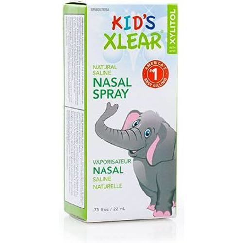 Xlear Kids' Nasal Spray, Natural Saline Nasal Spray for Kids with Xylitol, Daily Nasal Decongestant, Nose Moisturizer, 0.75 fl oz (Pack of 2)