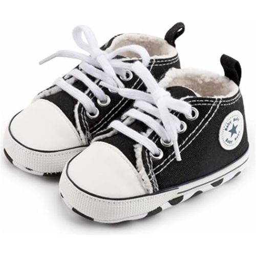 Unisex Baby Girls Boys Canvas High-top Shoes, Newborn Infant Anti-Slip Soft Sole Frist Walking Breathable Sneakers