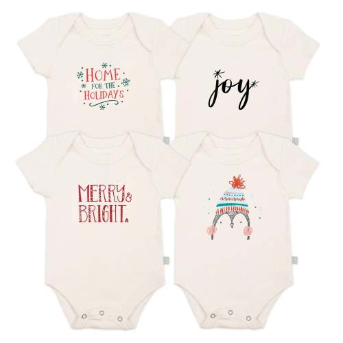 Graphic Bodysuit Set - Holiday 4-Pack | 100% Organic - – Finn + Emma