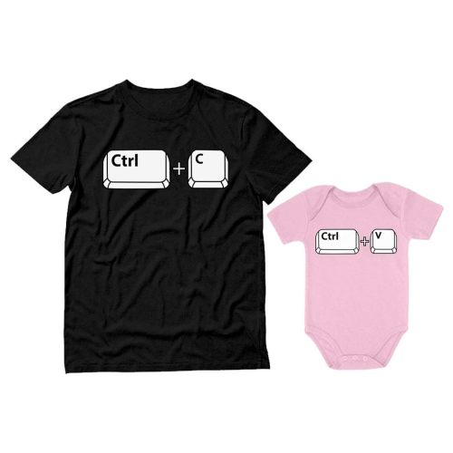 Tstars Ctrl C Ctrl V Dad Baby Shirts - Funny Matching Father and Son Outfits - Daddy Daughter Gift for Father's Day