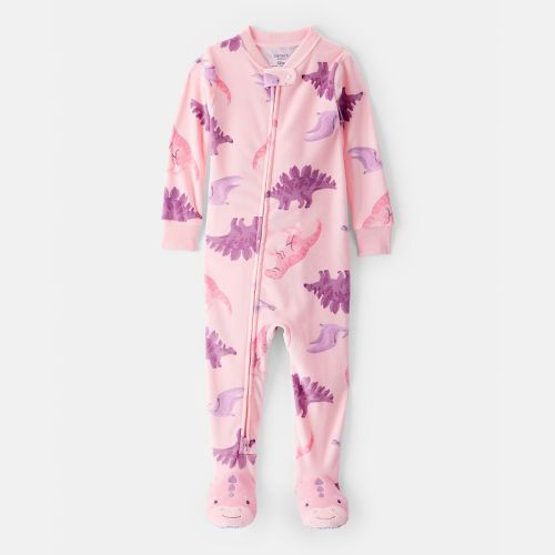 Baby & Toddler Girl Carter's One-Piece Fleece Dinosaur Loose Fit 2-Way Zip Pajamas