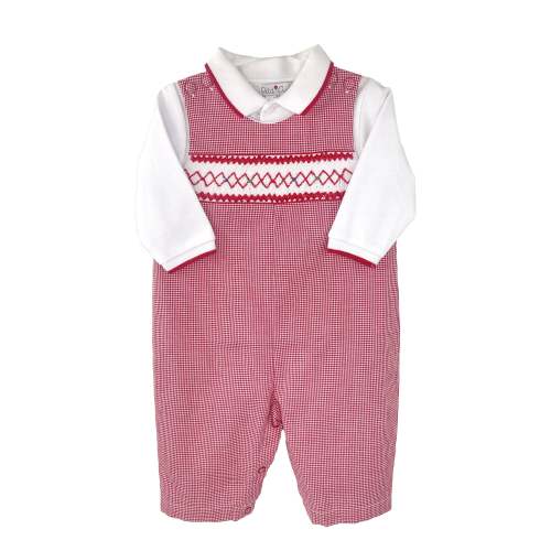 Red Check Smocked Longall