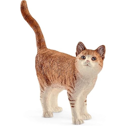 Schleich Farm World, Realistic Cute Cat Toys for Boys and Girls, Orange and White Tabby Cat Toy, Ages 3+