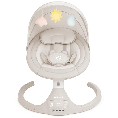 Jool Baby Nova Baby Swing for Infants – Bluetooth Music, Remote (Oatmeal) | Keep Baby Happy While Getting Things Done – Gentle Side-to-Side Motion Helps Baby Feel Content
