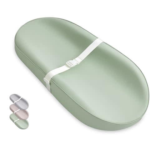 Blissful Diary Vegan Leather Baby Changing Pad with Waterproof & Wipe-Clean PU Cover, Avocado Size Cozy Diaper Changing Pad for Dresser and Table, Light Green