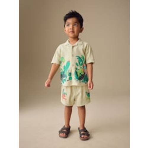 Buy Light Green Jungle Print Short Sleeve Revere Collar Shirt & Shorts Set (3mths-10yrs) from Next USA
