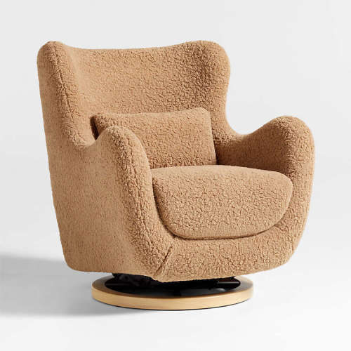 Babyletto x Nursery Works Solstice Brown Shearling Nursery Glider Chair