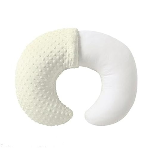 Nursing Pillow and Positioner, Breastfeeding, Bottle Feeding, Baby Sitting Support with Removable Ultra Soft Cover, Tummy Time Support for Baby Boys and Girls (Beige)