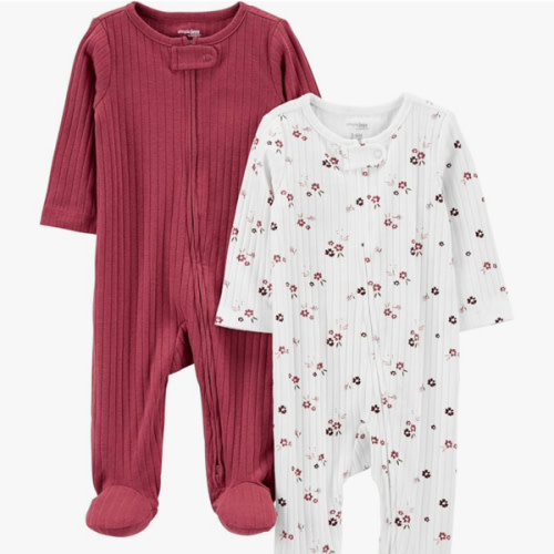 Simple Joys by Carter's unisex baby 2-pack 2-way Zip Textured Sleep and Play