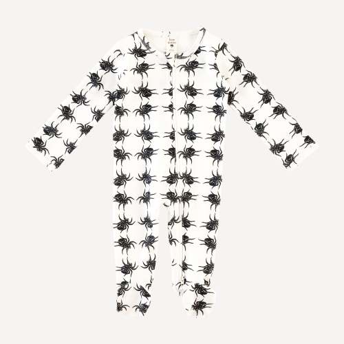long sleeve two way zipper footie | tarantula | organic cotton interlo – kate quinn