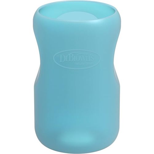 Dr. Brown's Options+ Wide-Neck Glass Bottle Sleeve, 100% Silicone, Blue, BPA-Free, 9 oz, 1-Pack