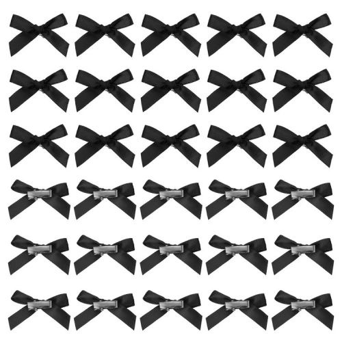 Unique Bargains Cute Bowknot Ribbon Mini Safety Hair Clips 30 Pcs Black
