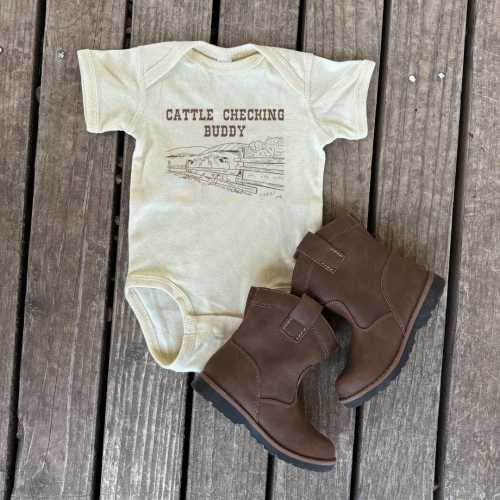 Cattle Checking Buddy Infant Bodysuit, Future Farmer, Support Local Farmers, Cow Baby Outfit, Baby Boy, Farmer's Son, Cute Baby Bodysuit