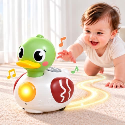 iPlay, iLearn Baby Musical Duck Toy, Tummy Time Crawling Toy for 6-12 Month